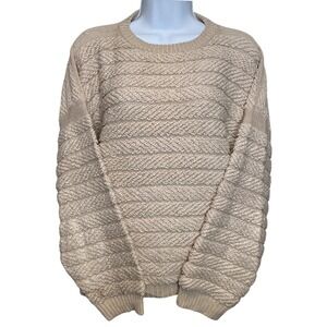 Cream Cable Knit Crewneck Sweater - Women
